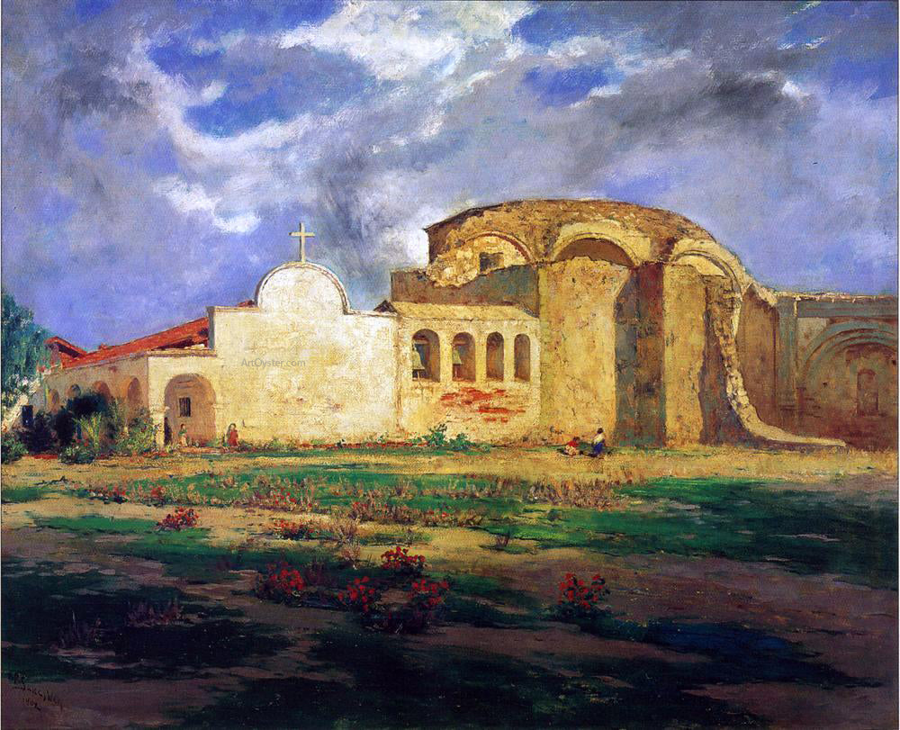 Frank Sauerwein San Juan Capistrano Mission - Hand Painted Oil Painting