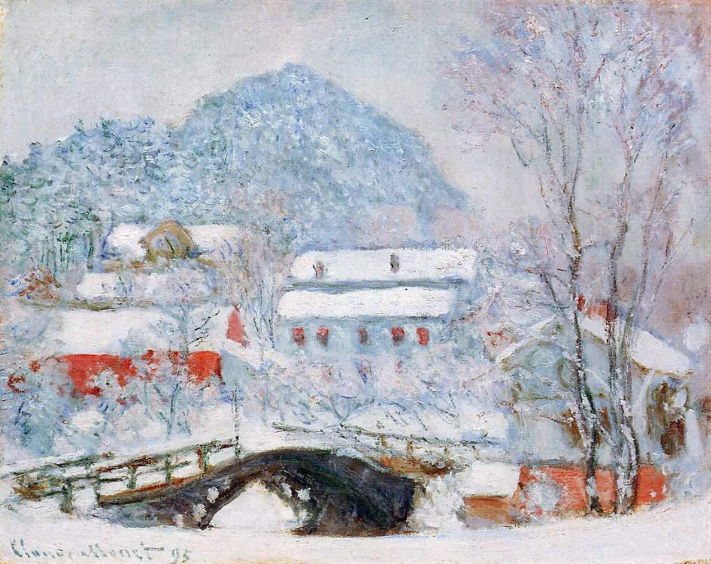 Claude Oscar Monet Sandviken Village in the Snow - Hand Painted Oil Painting
