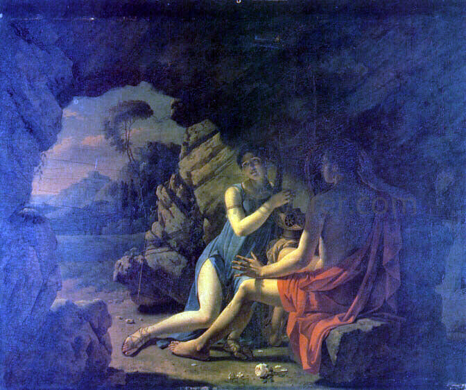 Martin Drolling Sappho et Phaon Chantant Leurs Amours Dans Une Grotte - Hand Painted Oil Painting