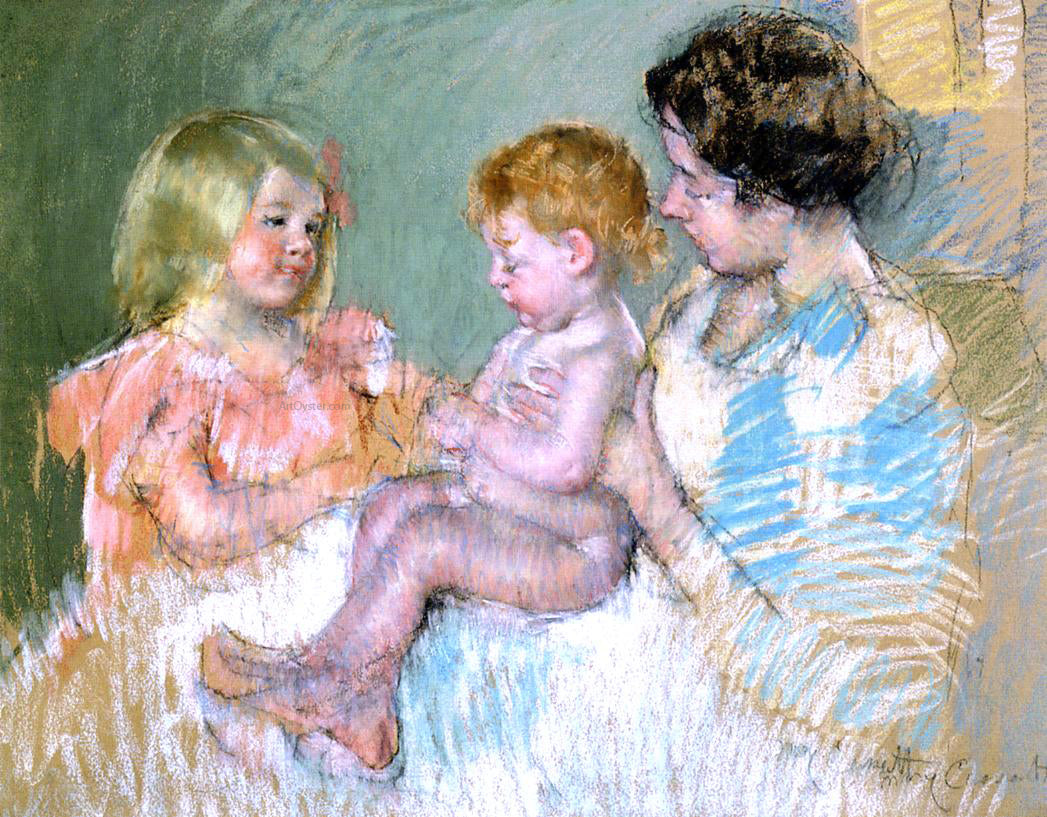 Mary Cassatt Sara and Her Mother with the Baby - Hand Painted Oil Painting
