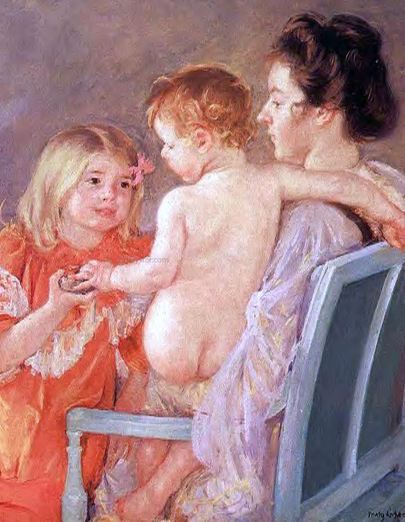 Mary Cassatt Sara Handing a Toy to the Baby - Hand Painted Oil Painting