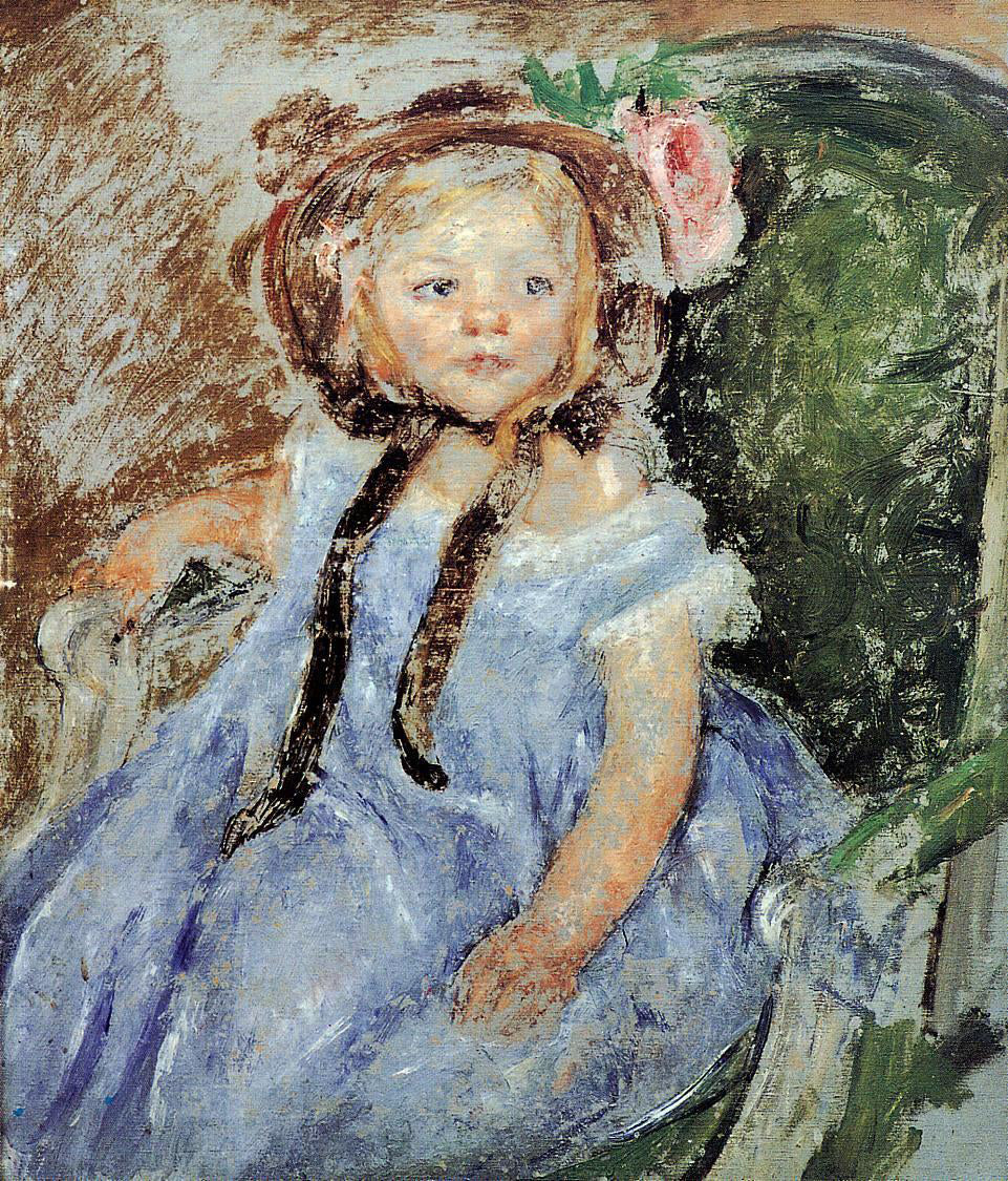 Mary Cassatt Sara in Dark Bonnet with Right Hand on Arm of Chair - Hand Painted Oil Painting