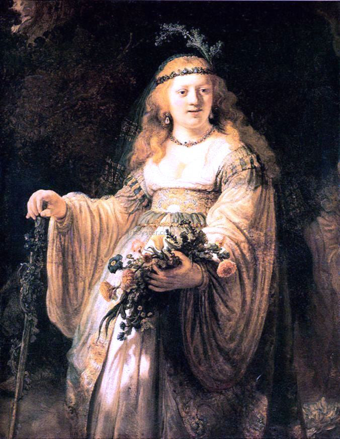 Rembrandt Van Rijn Saskia van Uylenburgh in Arcadian Costume - Hand Painted Oil Painting