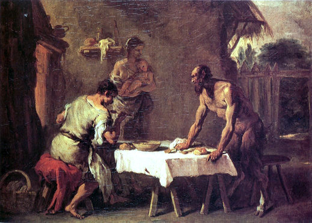 Sebastiano Ricci Satyr and a Farmer - Hand Painted Oil Painting