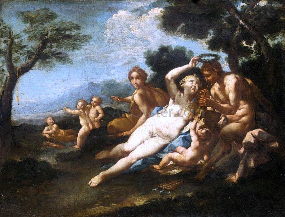 Michele Rocca Satyr Crowned by a Nymph - Hand Painted Oil Painting