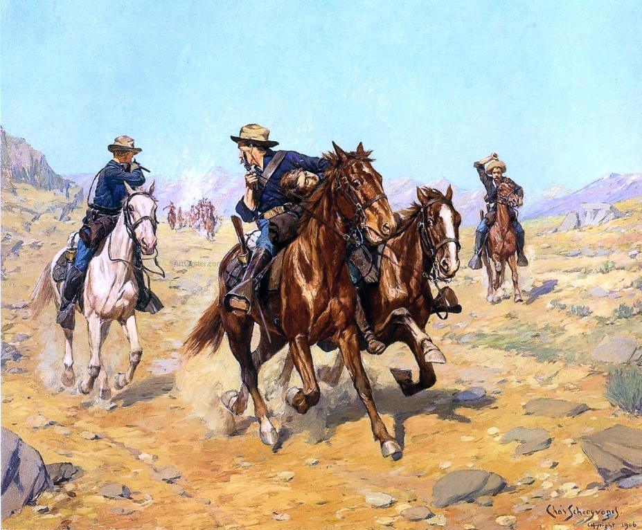 Charles Schreyvogel Saving Their Lieutenant - Hand Painted Oil Painting
