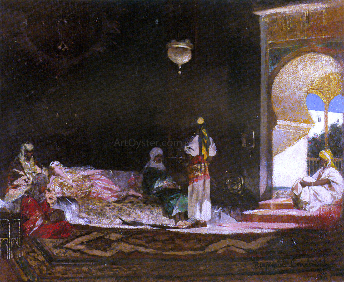 Jean-Joseph Benjamin Constant Scene de Harem - Hand Painted Oil Painting