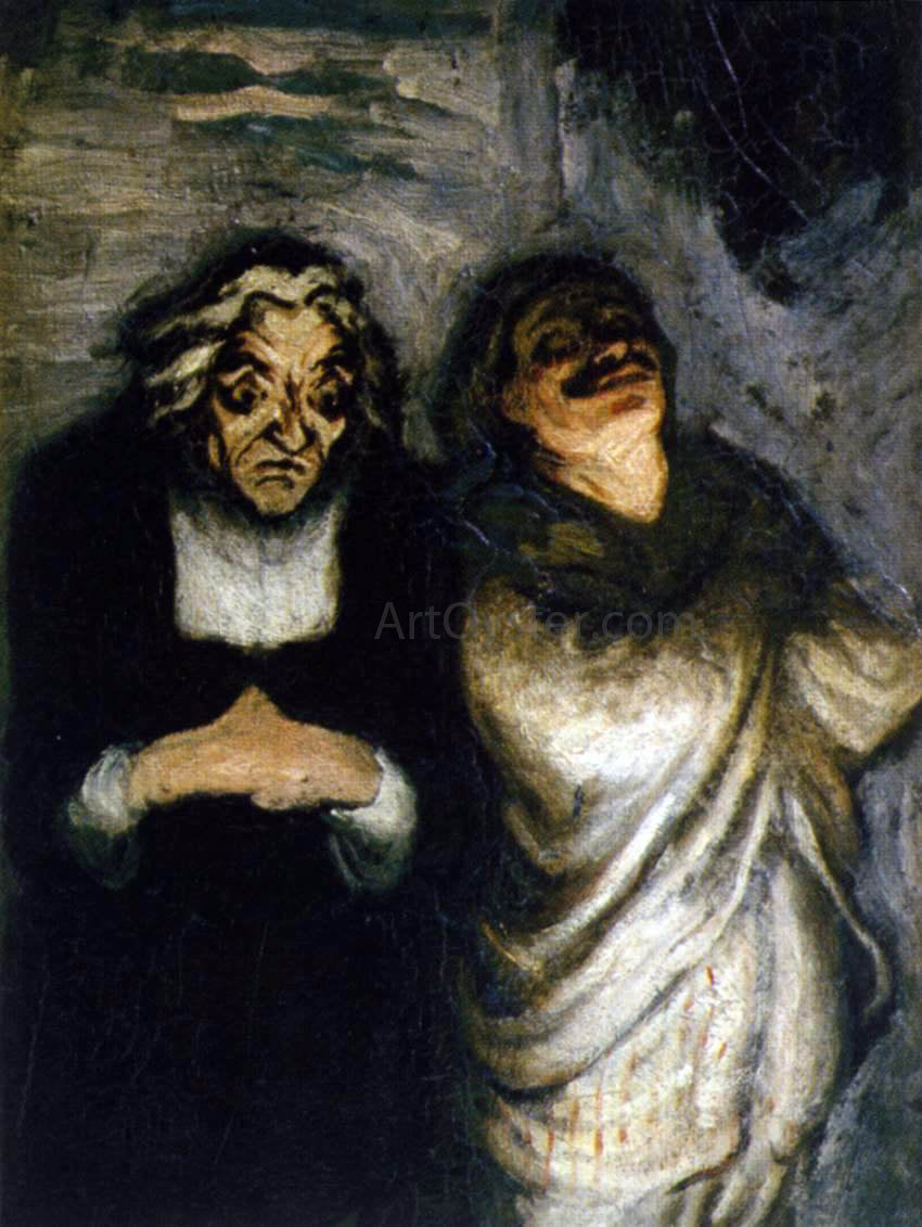 Honore Daumier Scene from a Comedy - Hand Painted Oil Painting
