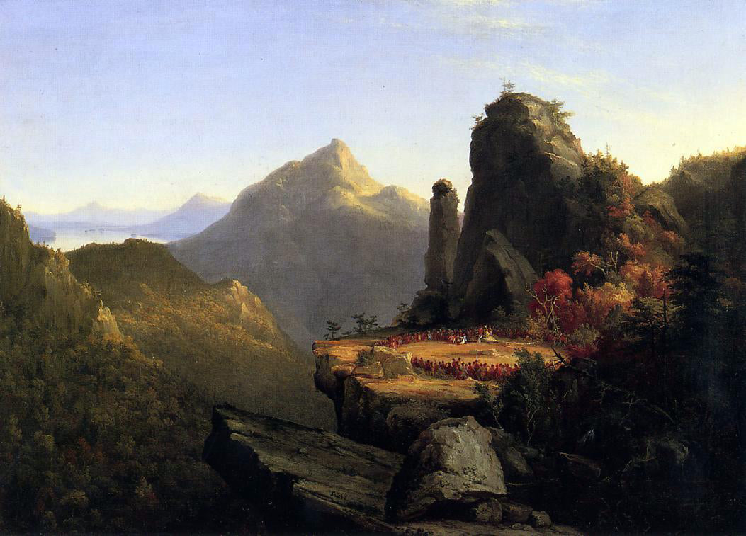Thomas Cole Scene from 'The Last of the Mohicans': Cora Kneeling at the Feet of Tanemund - Hand Painted Oil Painting
