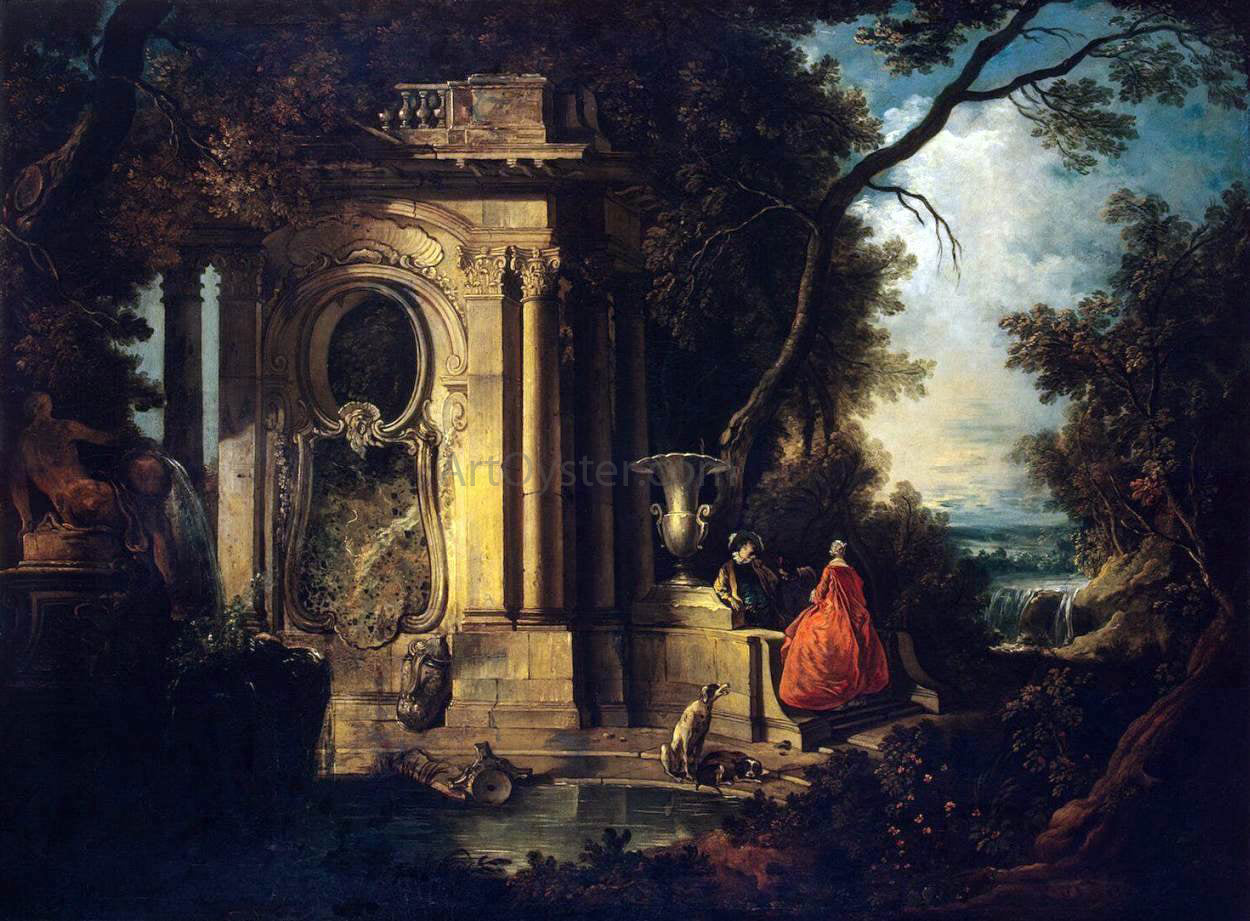 Jacques De Lajoue Scene in a Park - Hand Painted Oil Painting
