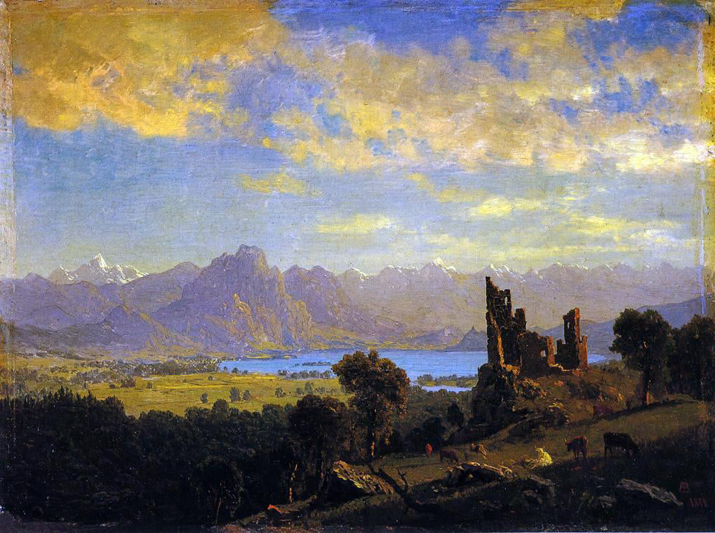 Albert Bierstadt Scene in the Tyrol - Hand Painted Oil Painting