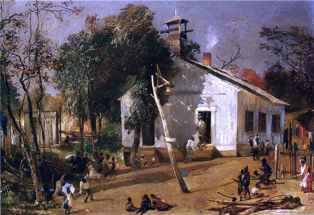 William Wallace Wotherspoon Scene outside a Southern Schoolhouse - Hand Painted Oil Painting