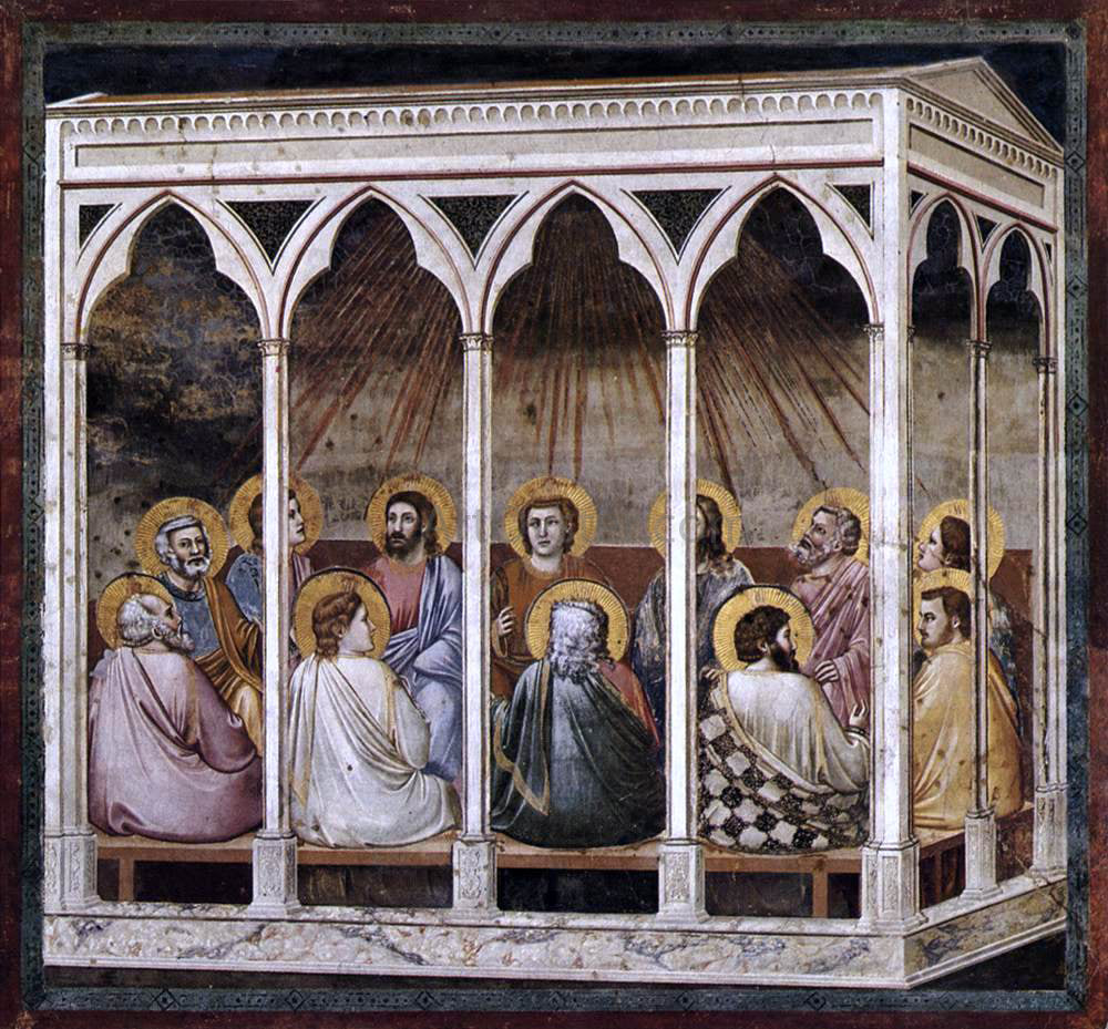 Giotto Di Bondone Scenes from the Life of Christ: 23. Pentecost (Cappella Scrovegni (Arena Chapel), Padua) - Hand Painted Oil Painting