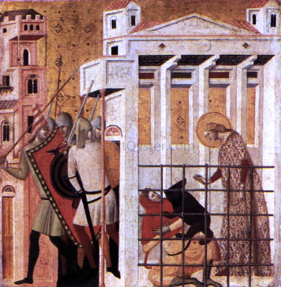Giovanni Baronzio Scenes from the Life of St Colomba: St Colomba Saved by a Bear - Hand Painted Oil Painting