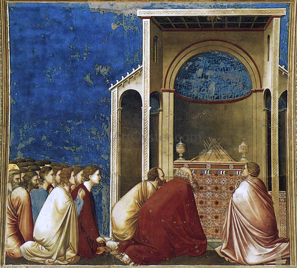 Giotto Di Bondone Scenes from the Life of the Virgin: 4.The Suitors Praying (Cappella Scrovegni (Arena Chapel), Padua) - Hand Painted Oil Painting