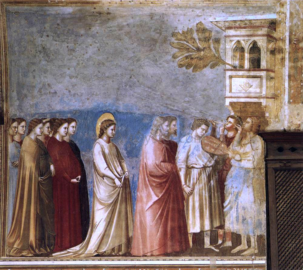 Giotto Di Bondone Scenes from the Life of the Virgin: 6. Wedding Procession (Cappella Scrovegni (Arena Chapel), Padua) - Hand Painted Oil Painting