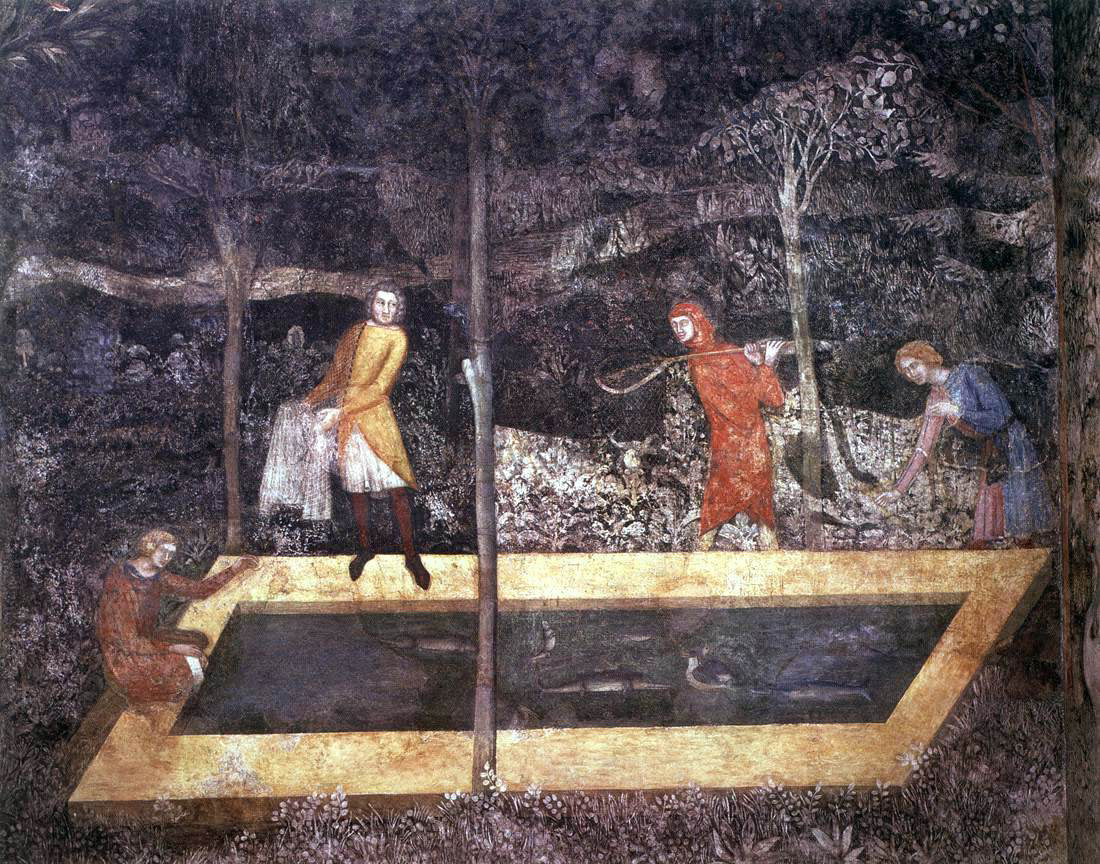 Unknown (4) Masters Scenes of Country Life: Fishing - Hand Painted Oil Painting