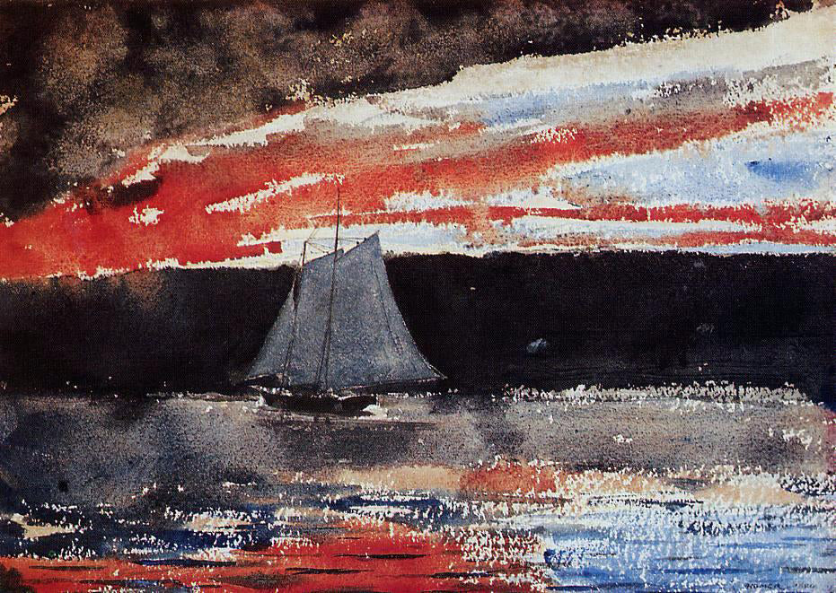  Winslow Homer Schooner at Sunset - Hand Painted Oil Painting