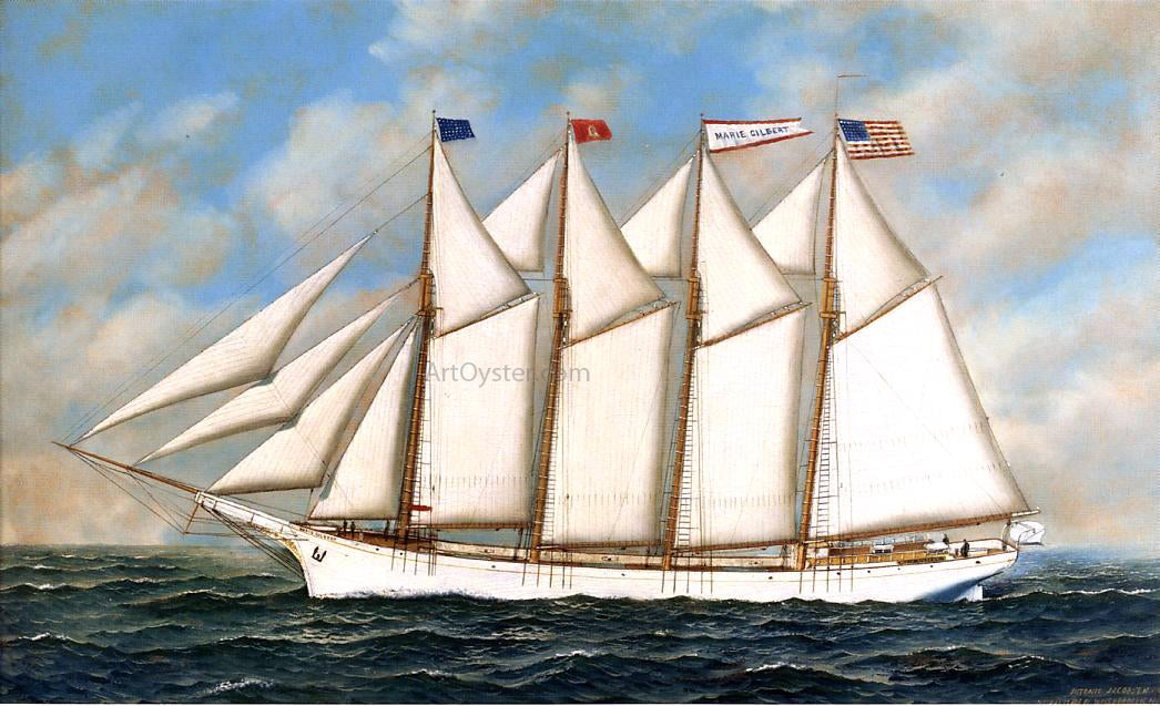Antonio Jacobsen Schooner "Marie Gilbert" - Hand Painted Oil Painting