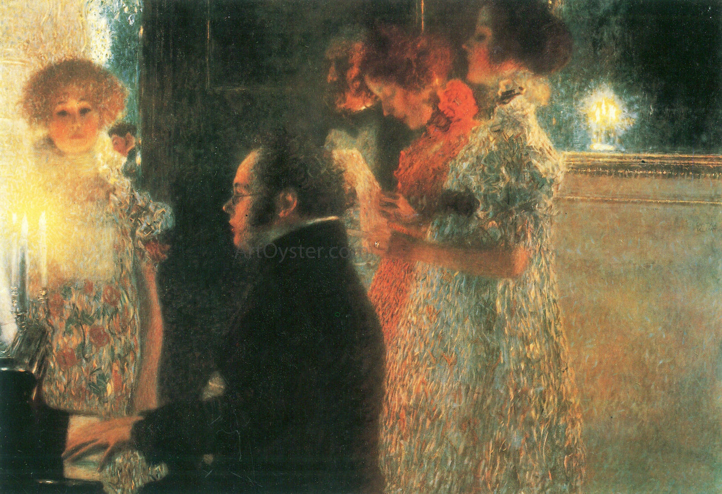 Gustav Klimt Schubert at the Piano II - Hand Painted Oil Painting