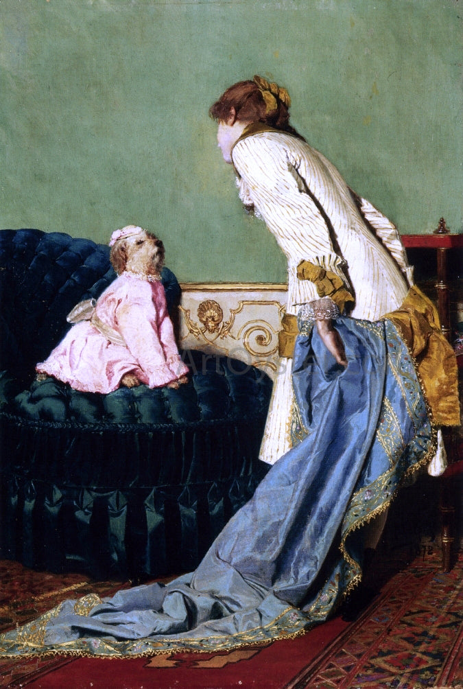 Pierto Volpes Scolding the Dog - Hand Painted Oil Painting