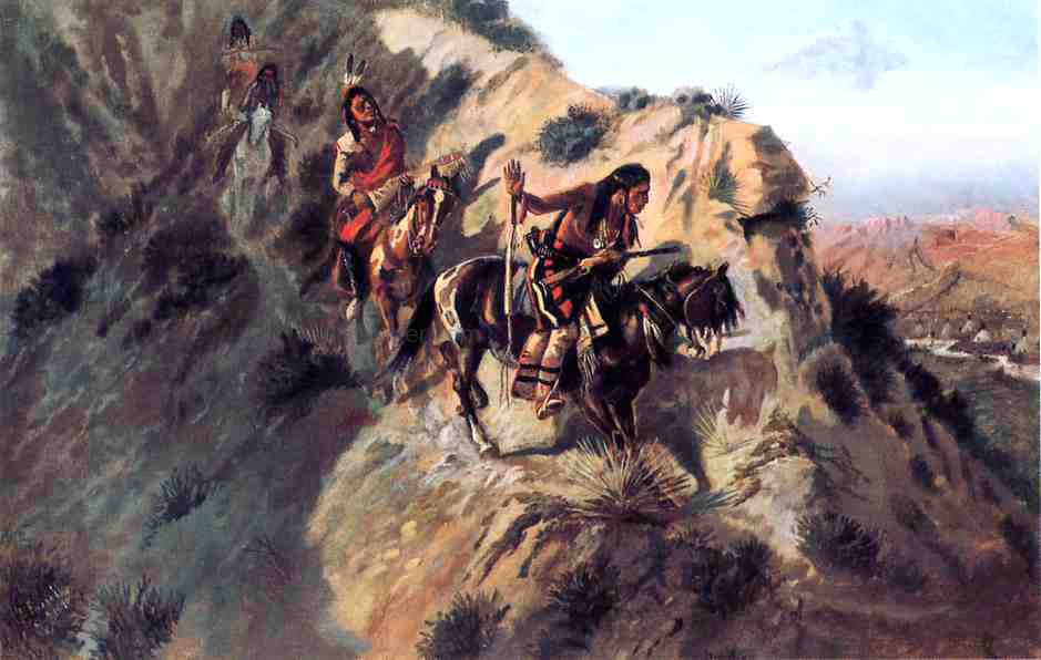 Charles Marion Russell Scouting the Enemy - Hand Painted Oil Painting