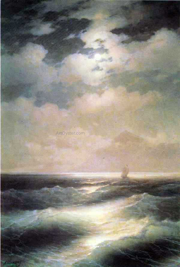 Ivan Constantinovich Aivazovsky Sea View by Moonlight - Hand Painted Oil Painting