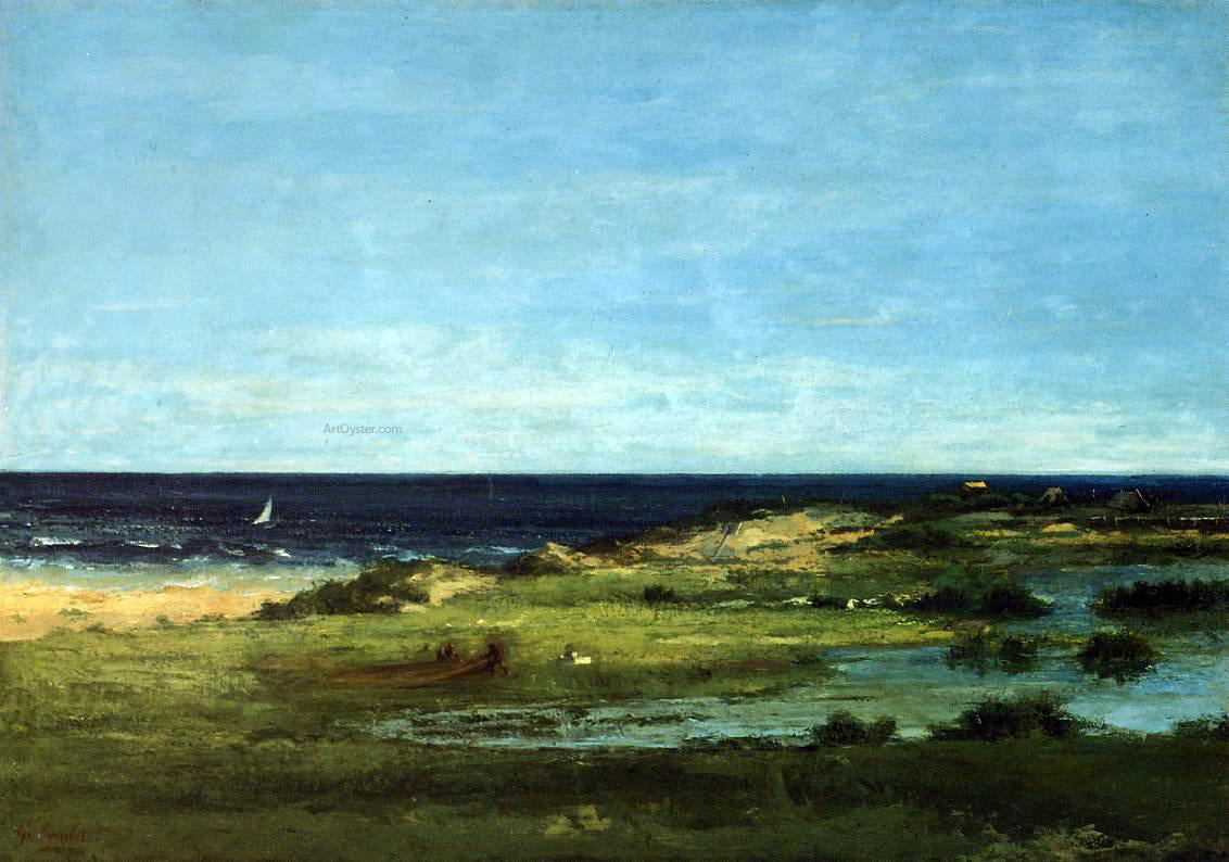 Gustave Courbet Seacoast (also known as Souvenir of Les Cabanes) - Hand Painted Oil Painting
