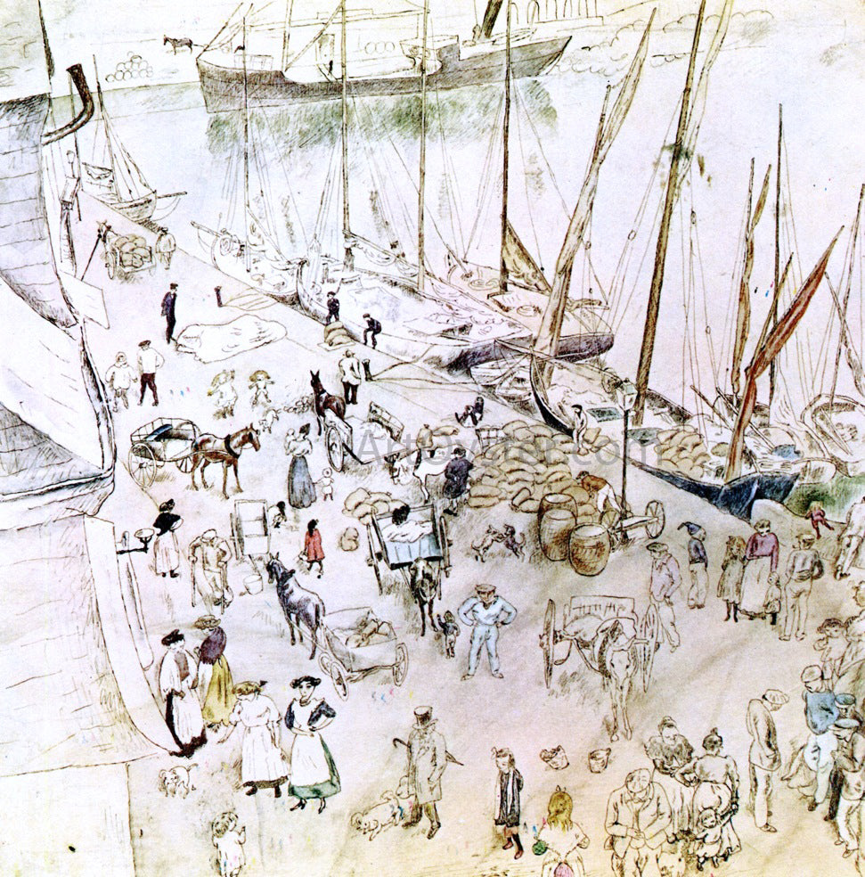 Jules Pascin Seaport - Hand Painted Oil Painting