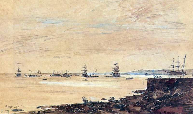 Eugene-Louis Boudin Seascape - Hand Painted Oil Painting