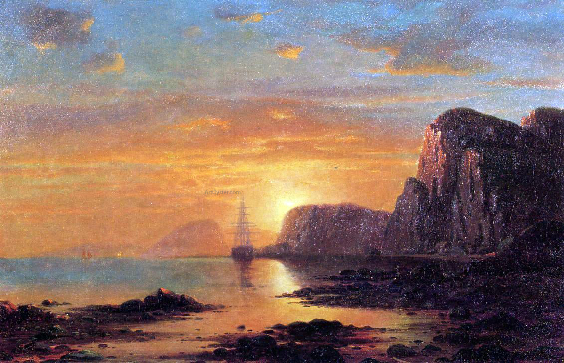 William Bradford Seascape: Cliffs at Sunset - Hand Painted Oil Painting