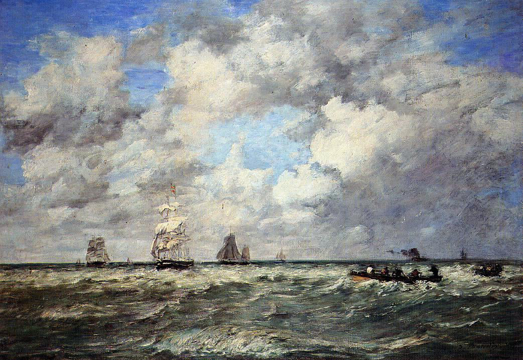 Eugene-Louis Boudin Seascape, Les Lamaneurs - Hand Painted Oil Painting