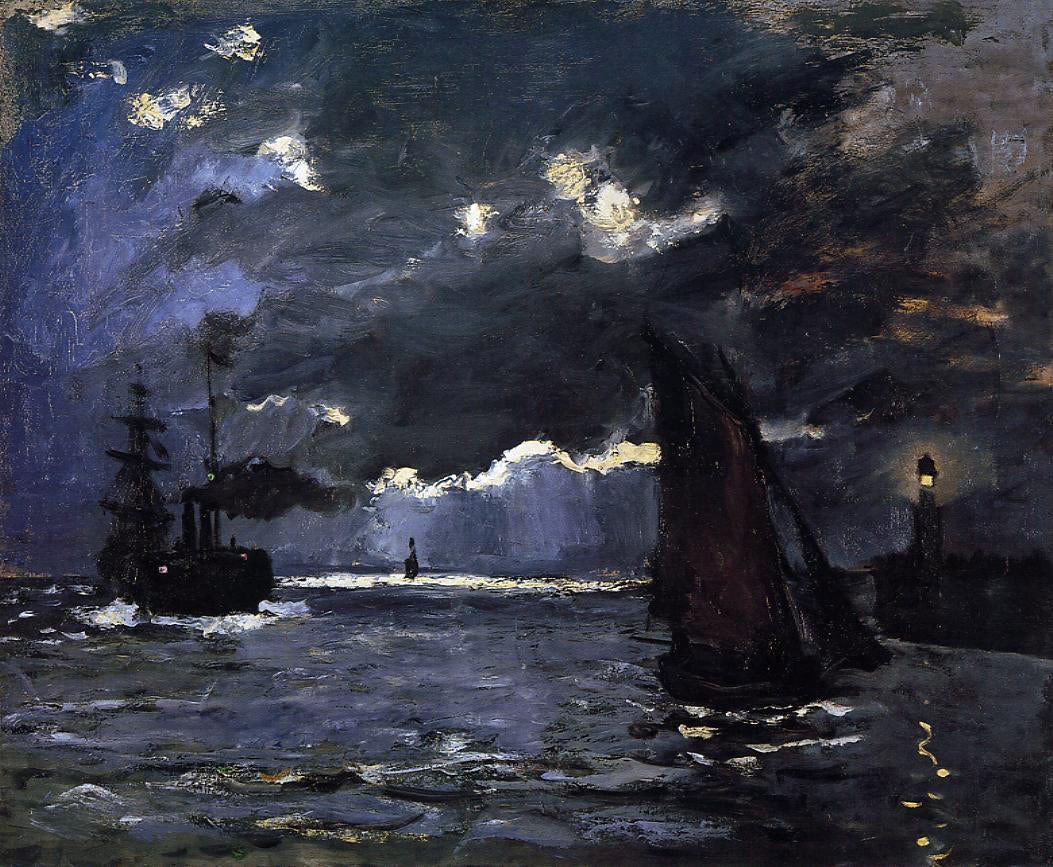 Claude Oscar Monet Seascape, Night Effect - Hand Painted Oil Painting
