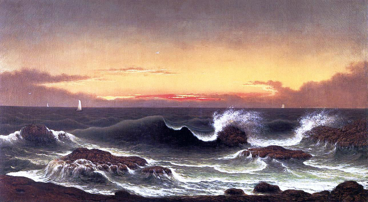 Martin Johnson Heade Seascape: Sunrise - Hand Painted Oil Painting