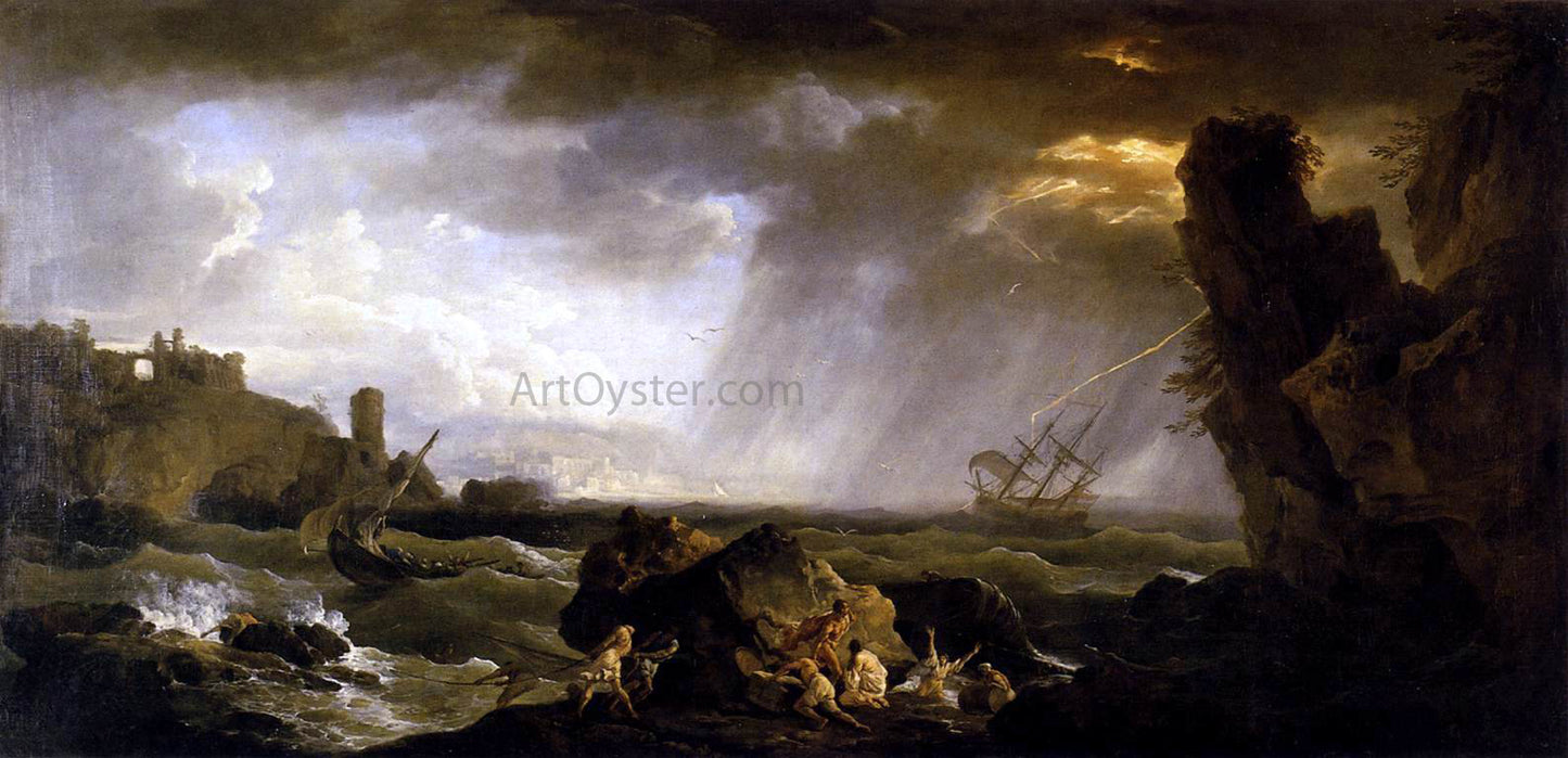 Claude-Joseph Vernet Seascape: Tempest - Hand Painted Oil Painting