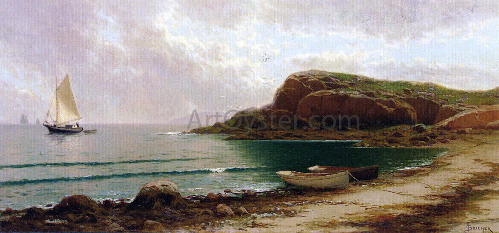 Alfred Thompson Bricher Seascape with Dories and Sailboats - Hand Painted Oil Painting