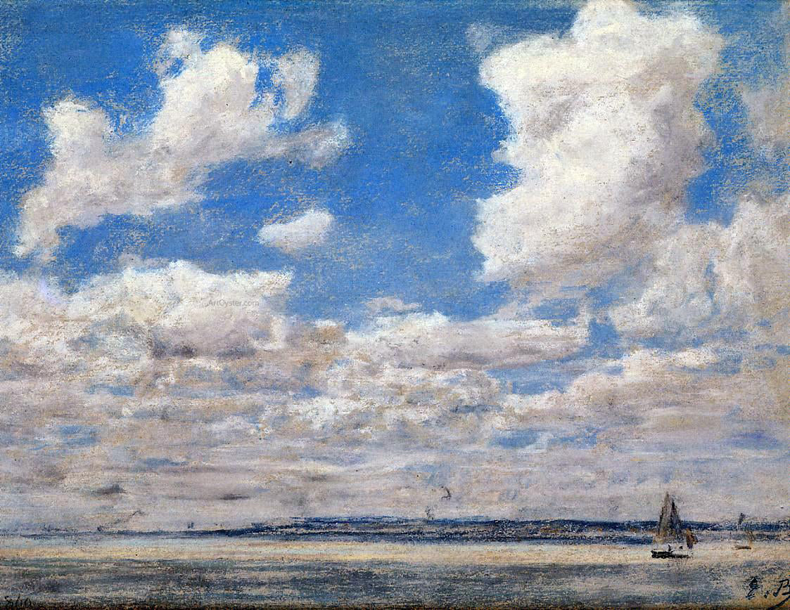Eugene-Louis Boudin Seascape with Large Sky - Hand Painted Oil Painting