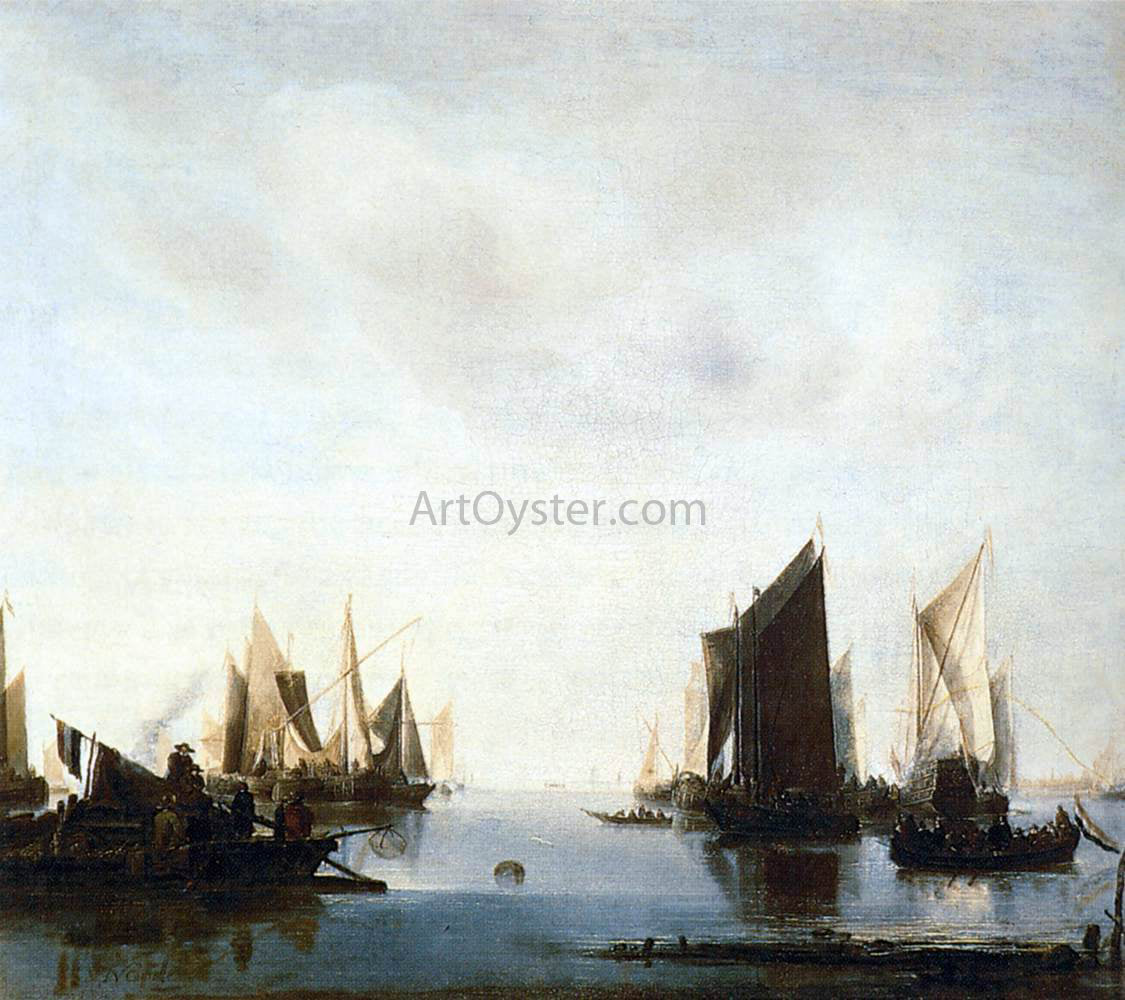 Jan Van de Capelle Seascape with Sailing Boats - Hand Painted Oil Painting