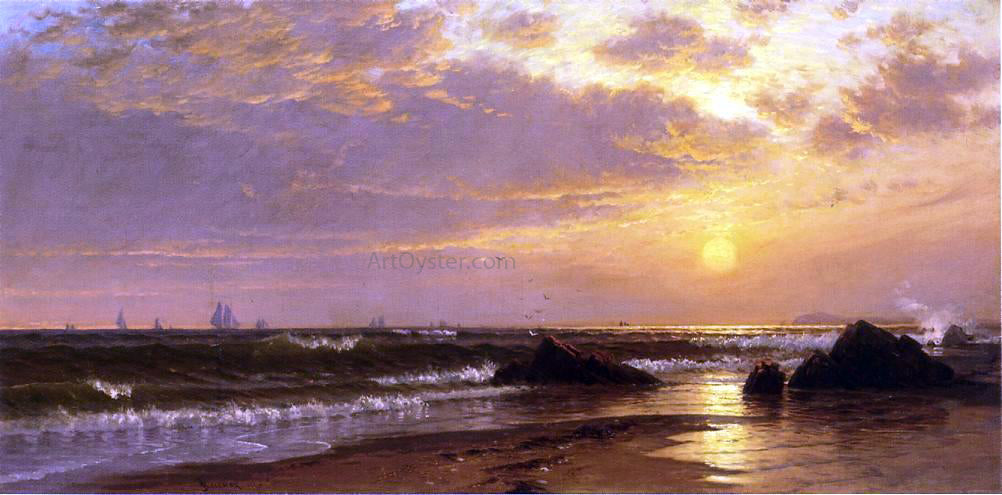Alfred Thompson Bricher Seascape with Sunset - Hand Painted Oil Painting