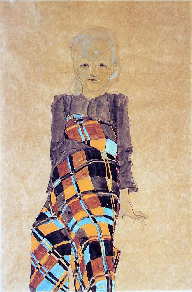 Egon Schiele Seated Girl - Hand Painted Oil Painting