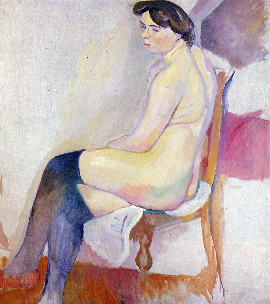 Jules Pascin Seated Nude with Black Stockings - Hand Painted Oil Painting