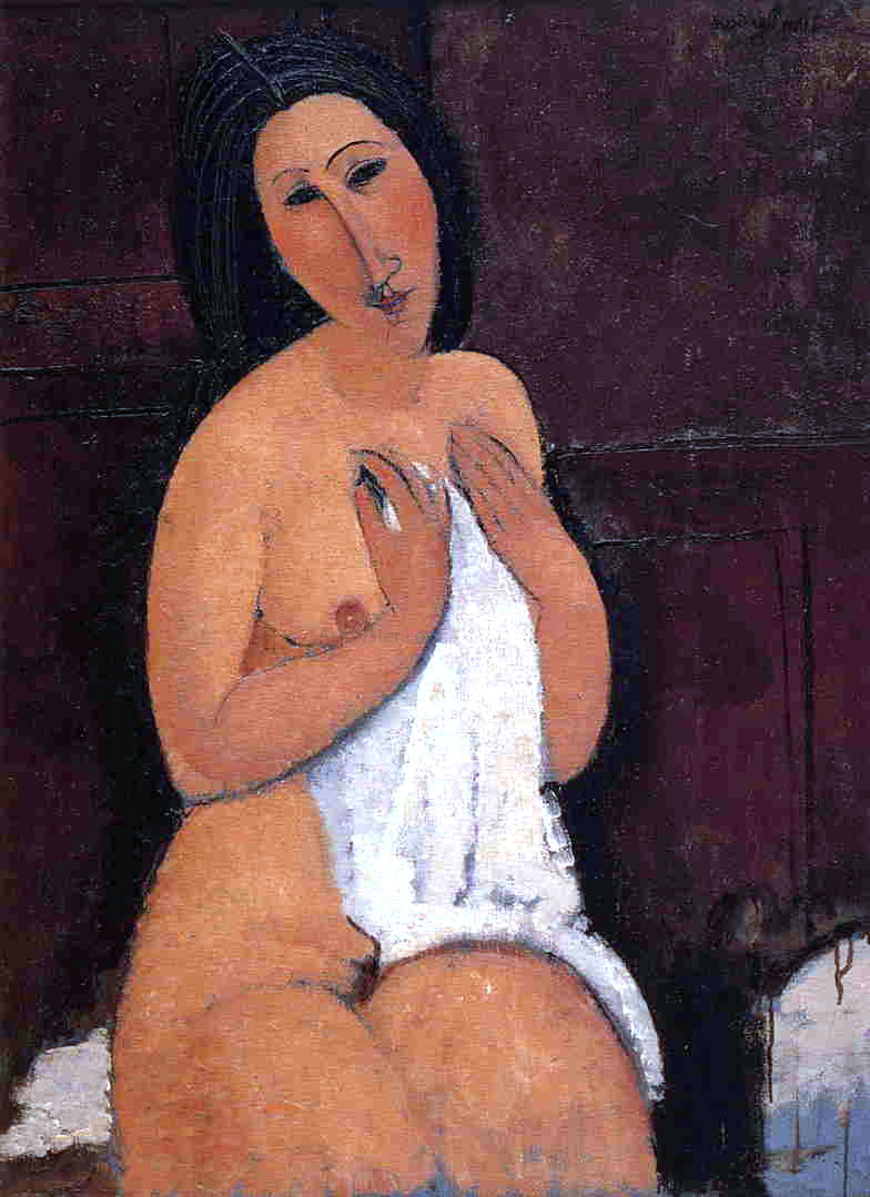  Amedeo Modigliani Seated Nude with Shift - Hand Painted Oil Painting