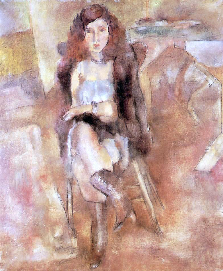 Jules Pascin Seated Woman - Hand Painted Oil Painting