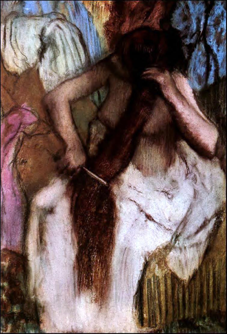 Edgar Degas Seated Woman Combing Her Hair - Hand Painted Oil Painting