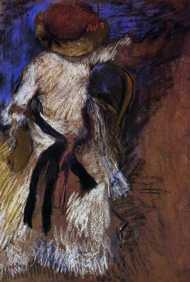 Edgar Degas Seated Woman in a White Dress - Hand Painted Oil Painting