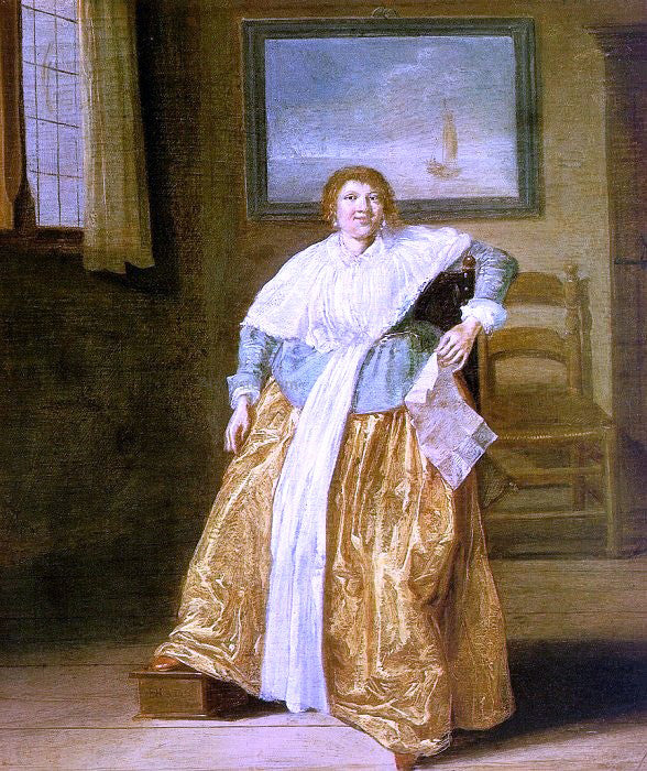 Dirck Hals Seated Woman with a Letter - Hand Painted Oil Painting