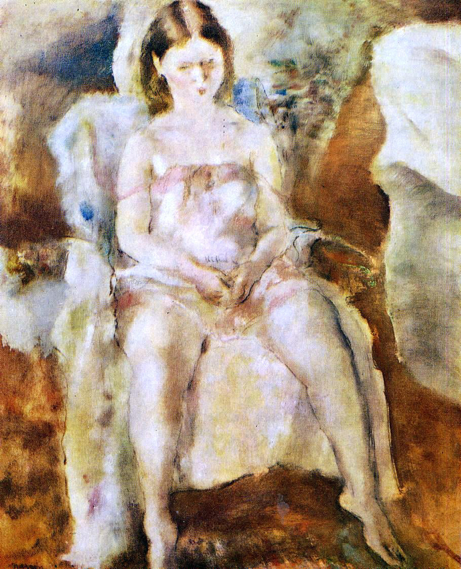 Jules Pascin A Seated Young Girl - Hand Painted Oil Painting
