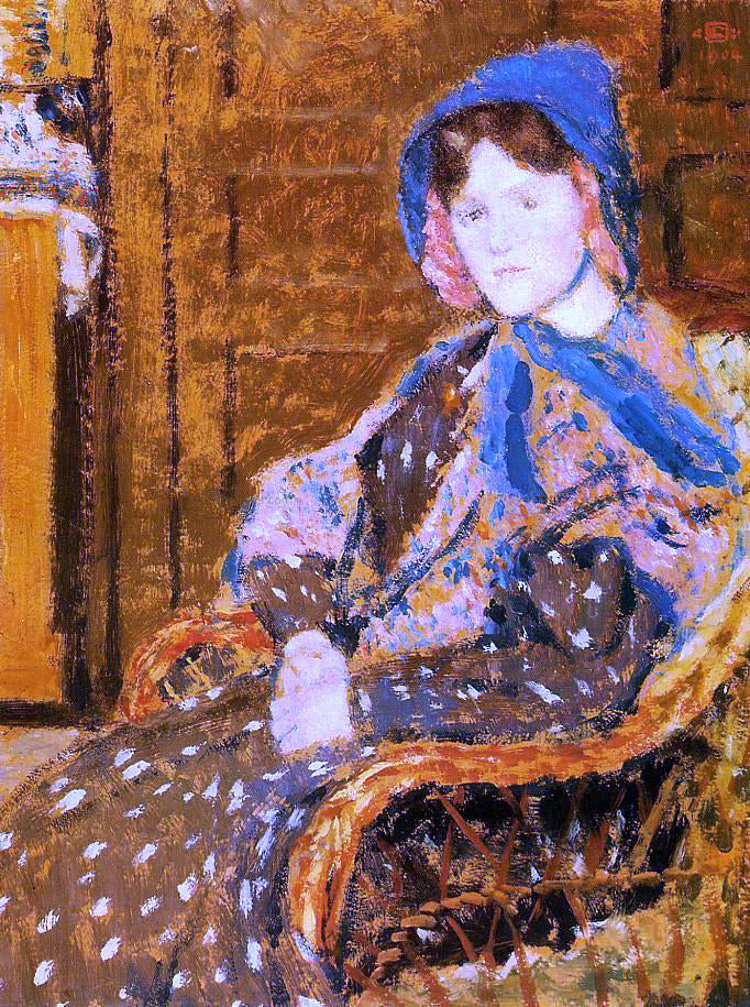 Georges Lemmen Seated Young Woman in a Blue Hat - Hand Painted Oil Painting