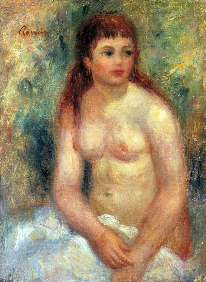 Pierre Auguste Renoir Seated Young Woman, Nude - Hand Painted Oil Painting