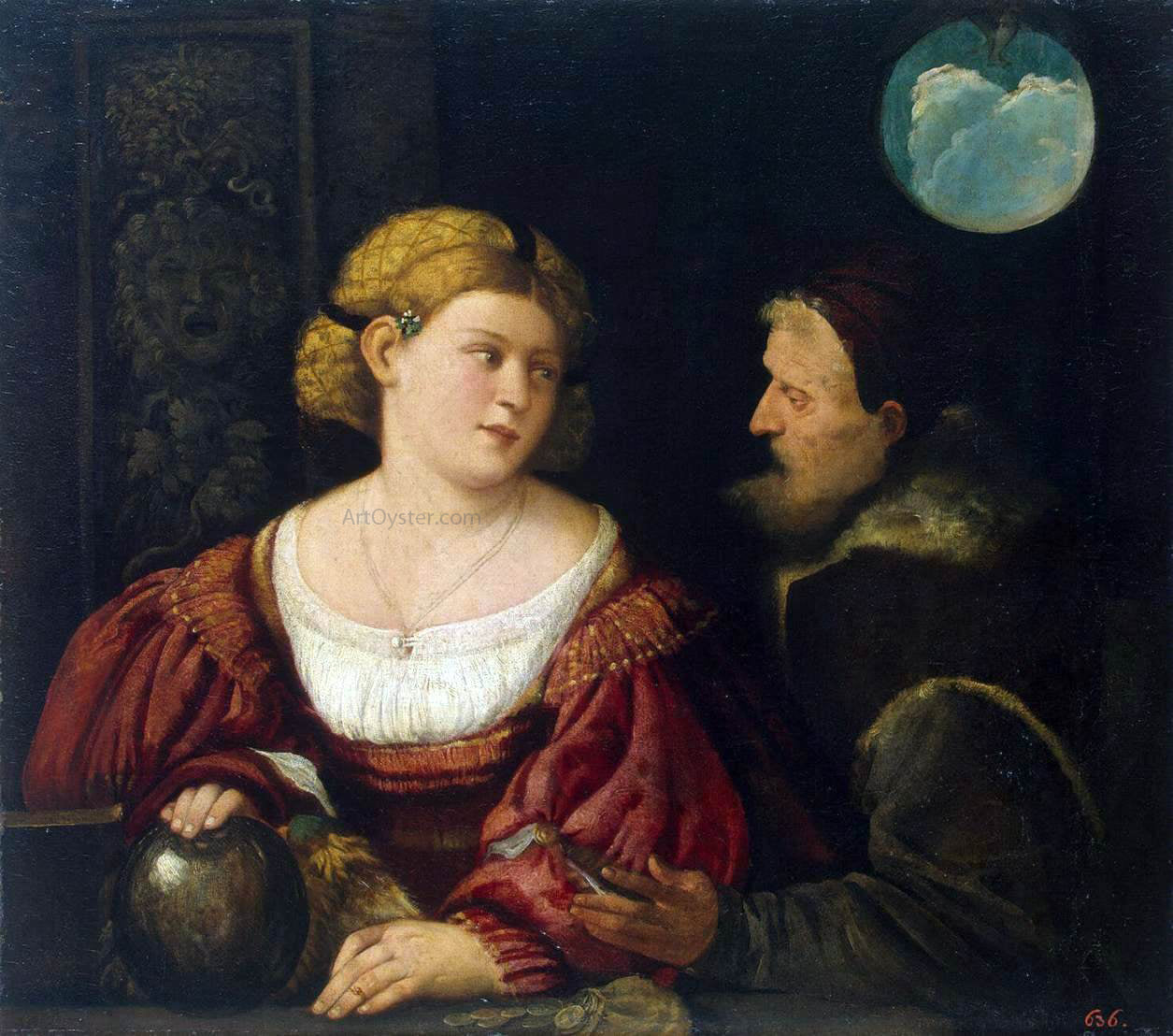 Giovanni Cariani Seduction - Hand Painted Oil Painting